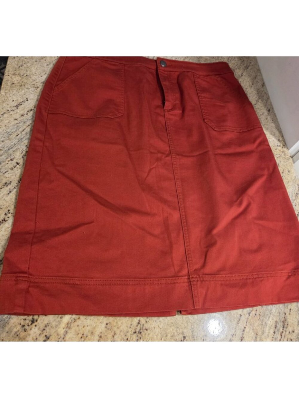 Christopher & Banks Stretch Orange Paneled MIDI Skirt Size 14 - Picture 4 of 7